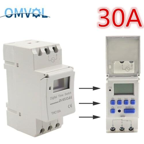 THC15A 220V 30A Din rail timer relay time switches weekly programmble electronic TIME SWITCH bell ring device