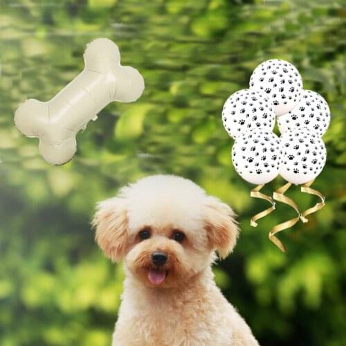 1set 32inch Gold Number 123 Woof Dog Foil Letter Balloons Animal Bone Pet Dog Latex Balls Birthday Party Decorations Supplies