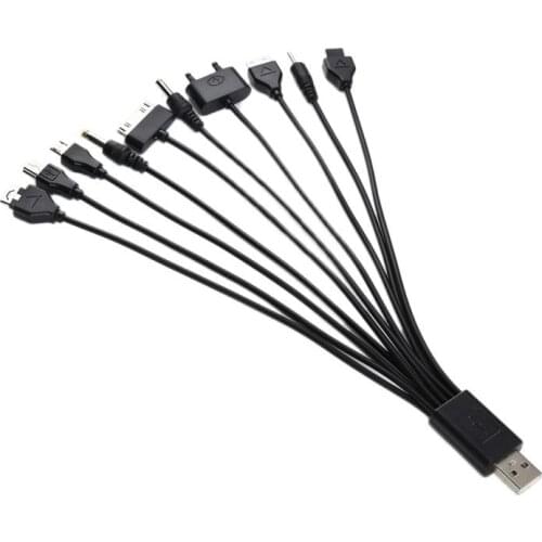 Charging Line USB Cable USB 2.0 A Port Male To 10 Different Connectors Multi Plug Multi-Function Universal Convenient Durable