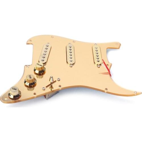 282*225*50mm Mirror Surface Prewired 3 Single Coil Pickguard SSS for Fender Guitar Gold