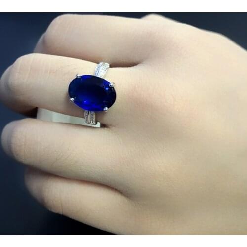 MOONROCY CZ Blue Crystal Ring Silver Color Party Wedding Rings Oval Jewelry Wholesale for Women Gift Dropshipping Wholesale