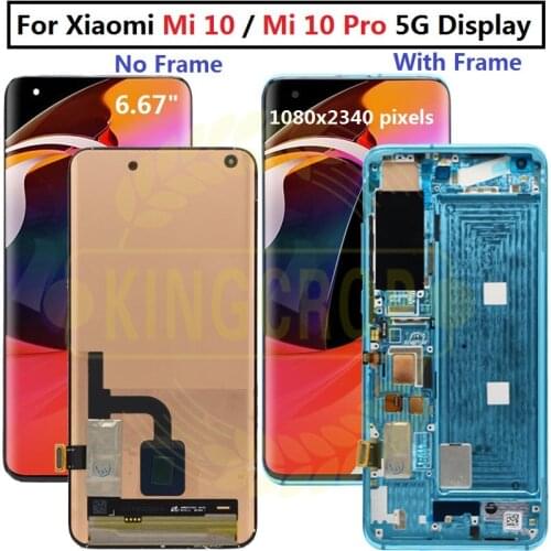 AMOLED 6.67" For Xiaomi Mi 10 pro 5G lcd Display Touch Screen Digitizer Assembly mi 10 pro lcd for xiaomi mi 10 LCD with frame