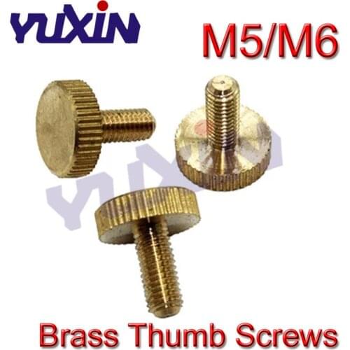 10Pcs M5 M6 Flat Head Brass Hand Tighten Thumb Screws Hand Twist Knurled bolts Tighten Lock Adjustment Copper Screw bolts