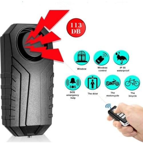 113dB Loud Draadloze Fiets Anti-Diefstal Alarm Waterdichte Deur/Raam Trillingen Alarm Intelligente Afstandsbediening