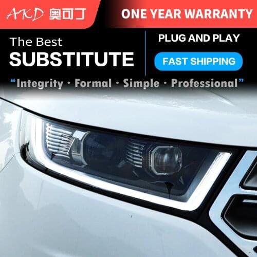 2 PCS Car Lights Parts For Ford EDGE 2016-2019 Head lamps LED Headlight LED Dual Projector FACELIFT