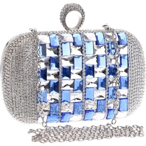 2020 Rhinestones Crystals Women Formal Party Clutches Metal Chain Prom Evening Wedding Bridal Wristlets Bag