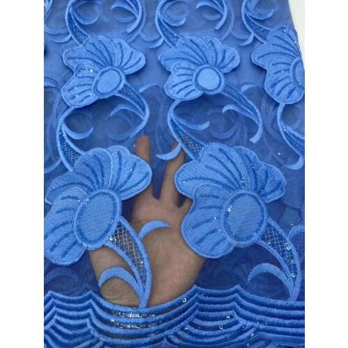 5yards/pc) Soft milk silk African net lace 3D embroidered French lace fabric 2021 newest with sequins for party dress FZZ119