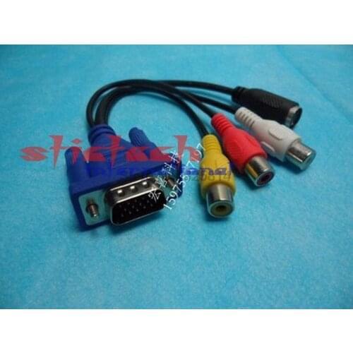 50% shipping fee 100 pieces Vga Svga To S-video 3 Rca Av Signal Converter 15 Pin Male Cable Adapter For Pc Video Tv