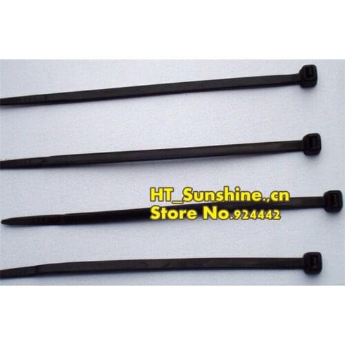 500 PCS Free Shipping 4*250mm UV Protected Black Computer TV Self Locking Plastic Nylon Cable Loop Cord Wire Zip Ties Strap