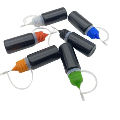 500pcs Black 10ml Metal Needle Plastic Bottle Long Thin Tip Soft PE Vial for Empty E liquid Bottles