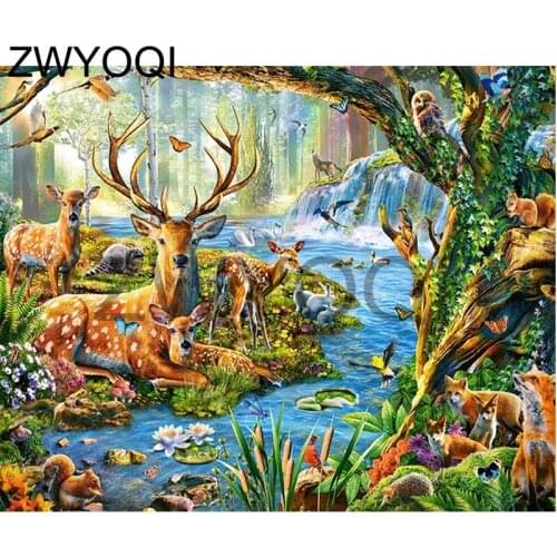 5D DIY Diamond painting Full Round Diamond mosaic deer Full Square Diamond embroidery Cross stitch deer kangaroo forest animal