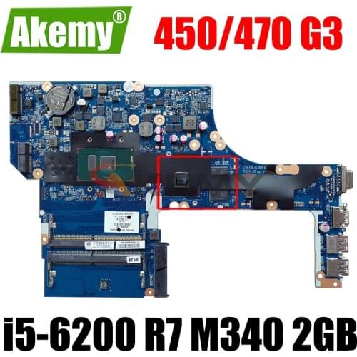 8555562-001 R7 M340 2GB MODEL:X63C for HP ProBook 450 G3 470 G3 Laptop Motherboard DAX63CMB6C0 Mainboard i5-6200 CPU 100% tested