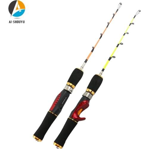 AI-SHOUYU Portable Pocket Winter Fishing Rods 46cm Ice Fishing Rods Pen Pole Lures Tackle Spinning Casting Hard Rod