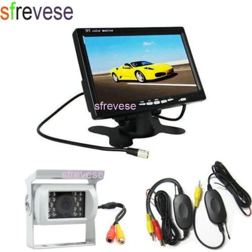 White Wireless 18 IR Car CCD Reversing Backup Camera Waterproof + 7" LCD Monitor Car Rear View Kit Parking System