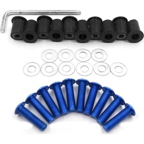 Aftermarket free shipping motorcycle parts Windshield Bolts Screw Nuts Washer for Suzuki Yamaha Honda Kawasaki Ducati Blue