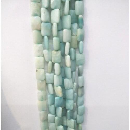 Rectangle Shape Faceted Natural Amazonite Stone Beads (Length 14mm width 10mm thickness 5mm) Loose Amazon Stone Bead For Jewelry