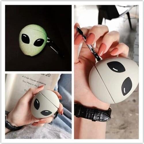 3D Earphone Case For Airpods Case Silicone Luminous Cartoon Cute Headphone Covers For Air Pods Case For Apple Earpods Case Alien