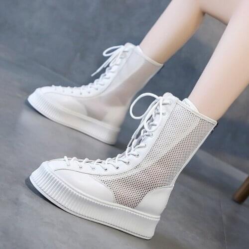 Height Increase Girl 2020 Summer Cool Boots Women Hollow Soft Shoes Ankle Boots For Women Women Summer Boots Botines Mujer 35-39