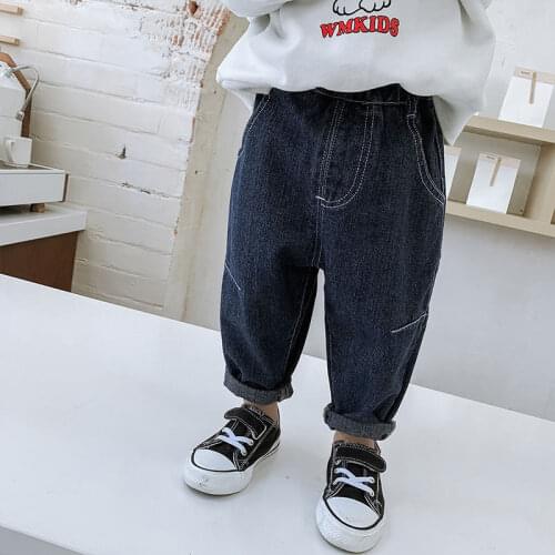 Boys Girls Jeans 2021 Autumn Summer New Loose Korean Casual Harem Pants Baby Spring And Autumn Wide-leg Childrens Trousers