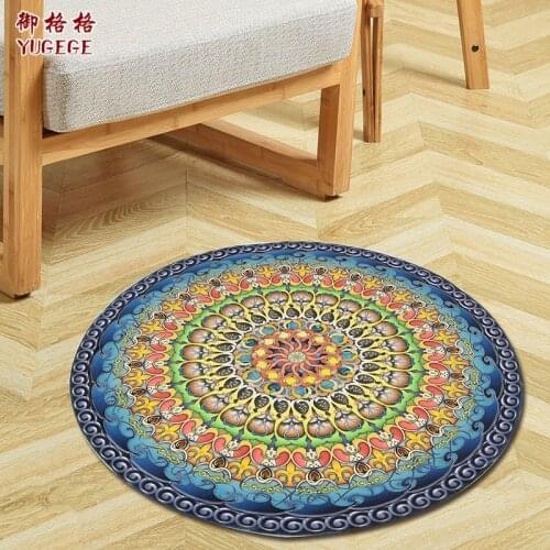European Classical Round Carpet Area Rug Bedroom Bedside Bathroom Computer Chair Antislip Mat Floor Mat Geometric Home Decor