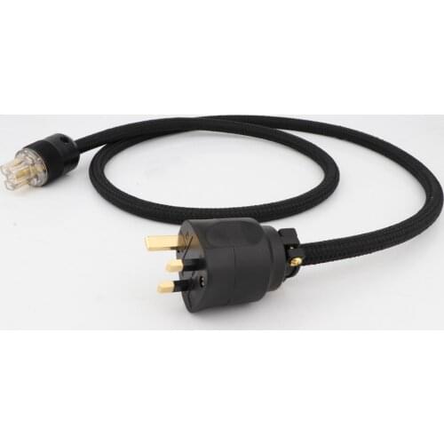HIFI OFC Pure Copper Gold Plated UK IEC AC Female Male Power Plug Power Cable Cord Wire
