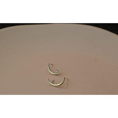 Personality Design Moon Micro Inlaid Zircon Earring 2021 Simple Women Anti Allergy Gold Plated Earring Charm Lady Party Jewelry