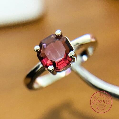Trendy Brand CZ 925 Sterling Silver Ring Big Red Round Ruby Stone Rings for Women Jewelry Wedding Gift Rings with Stamp