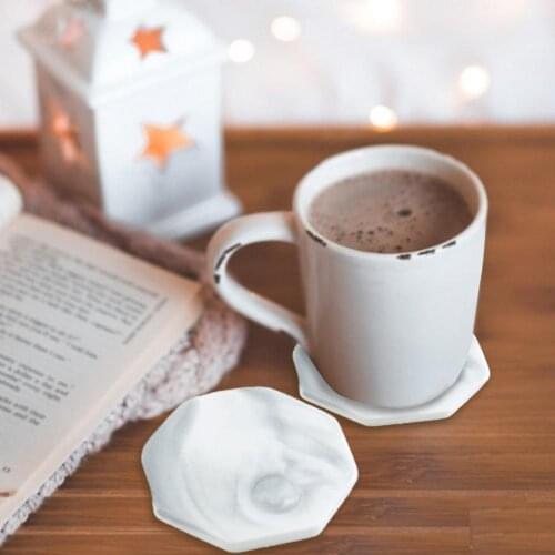 Creative Marble Ceramic Coaster Grey Round Heat Resistant Drink Cup Coffee Pad Tea Mat Saucer Dining Table Placemat Table Decor