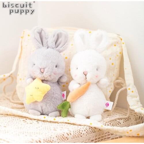 Cute Bunny Plush Toy Stuffed Animals Couple Angora Rabbit Plush Doll with Star Carrot Baby Appease Toy Birthday Gift for Kids
