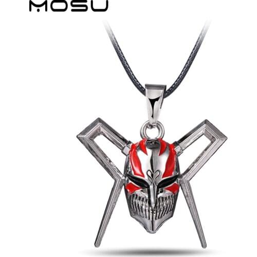 MOSU 12/pcs/lot Hot Anime Bleach Metal Necklace Mask Logo Pendant Cosplay Accessories Jewelry can Drop-shipping