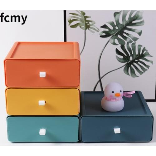 Kawaii Large Capacity Transparent Drawer Type Desktop Organizer Desk Storage Box Pen Holder School Cute Office Stationery