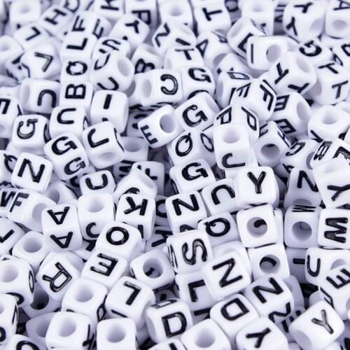 100Pcs/lot 6mm Mixed Letter Acrylic Beads 26 Alphabet Spaced Loose Beads for Jewelry Making Diy Handmade Charms Accessories