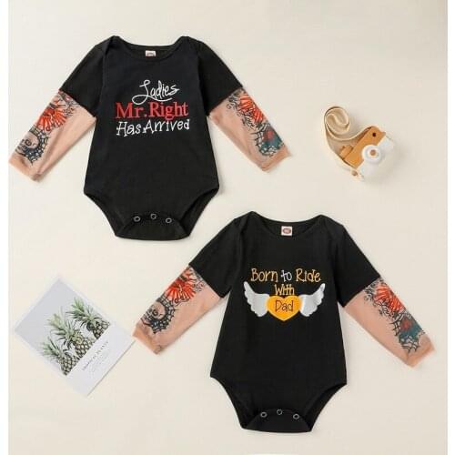 New Spring Baby Boy Girl Clothes Set Blcak Wing Romper for Newborn Baby Jumpsuit Three-Pieces Baby Letter Clothing