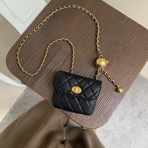 Luxury Women Metal Chain Bead Shoulder Bag Wallet Mini Bag Coin Purse 2021 New Fashion Diamond Lattice Women Crossbody Bags