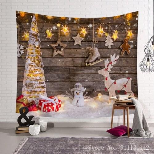 Christmas Series Tapestry Snow Night Santa Claus 3D Digital Printed Tapestries Living Room Decorative Background Cloth