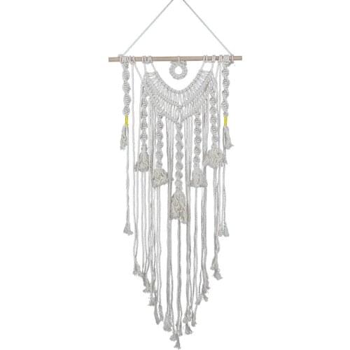 Hand Knitting Tapestry Tassel Wall Hanging Living Room Dorm Room Cotton And Linen Washable Chic Creative Ornaments