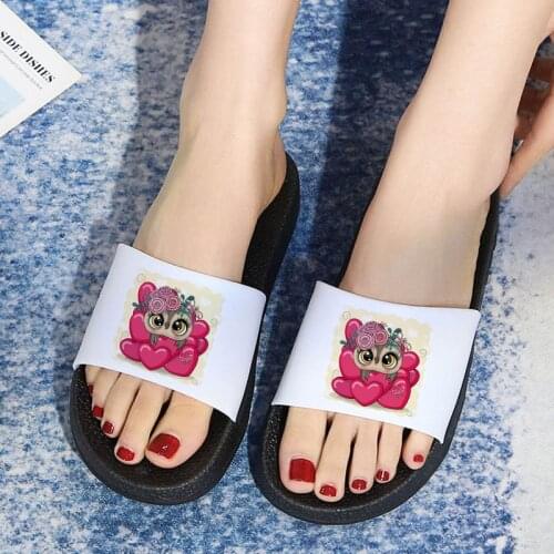 Shoes For Woman Kawaii Owl Pattern Home Slippers Cartoon Flip Flops Women sandals Summer Non-slip Slipper Chaussure Femme