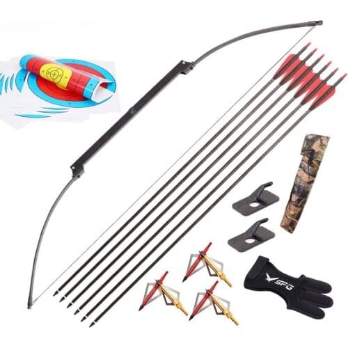 40-Pound Folding Bow And Arrow Metal Straight-Pull Bow And Arrow Portable Straight-Pull Alloy Recurve Bow Archery Equipment
