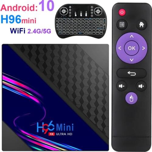 Newest H96 MINI V8 Android 10 Smart TV Box RK3228A 2GB 16GB 2.4Ghz Wifi Google Play Youtube H96Mini 4K Media Player Set TV Box