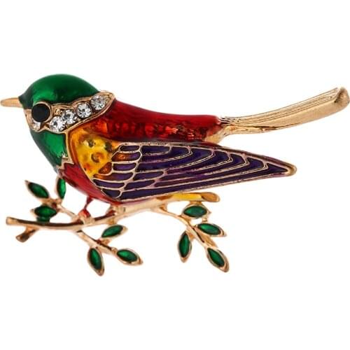 Stylish Cute Little Sparrow With Crystal Brooch Gold Color Metal Scarf Pins Women Kids Suit Clothes Accessories Jewelry