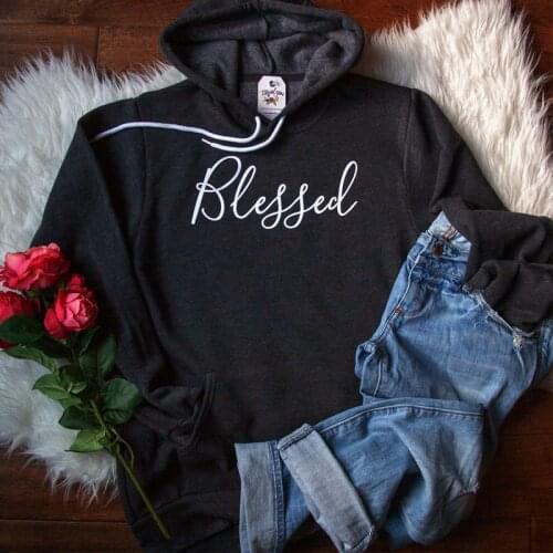 Blessed Letter Letter Hoodies Cotton Women Sweatshirt Fashion O Neck Female Pullovers Full Long Sleeve Shirt Dropshopping bts