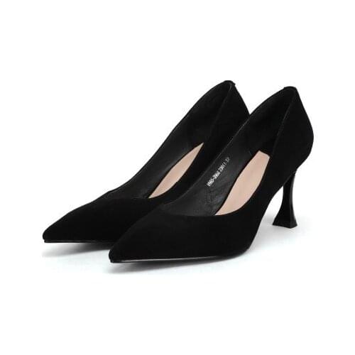 Woman Shoes Hoof Heel Black Pointed Toe Womens Fashion Office Style Womens Heel Shoes Pumps Womens Shoes Dress Size 34-40