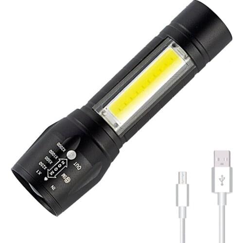 Usb Charge Cob Flashlight Flexible Focusing Bring Side Light Led Light Outdoors Meet An Emergency Aluminium Alloy Flashlight