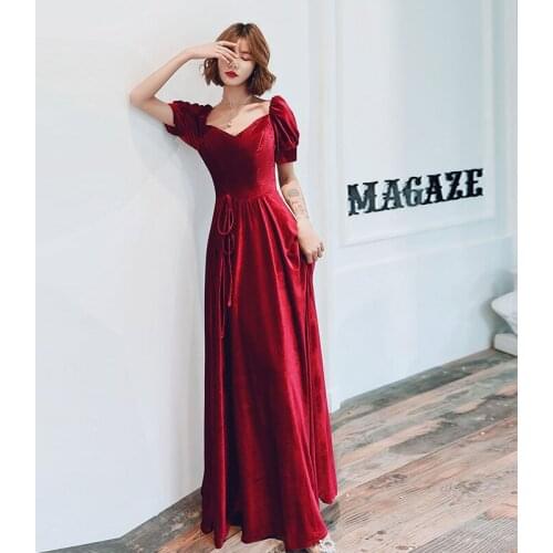 Velvet Evening Dresses 2019 New Long Sweetheart Neck Evening Gown Cap Sleeve vestido noiva sereia