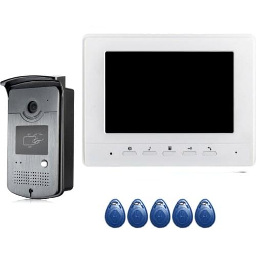 Visual Intercom Doorbell 7'' TFT LCD Wired Video Door Phone System Indoor Monitor 1000TVL Outdoor IR Camera Support Unlock