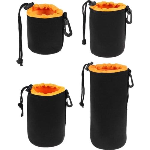 Waterproof Soft Neoprene Camera Lens Pouch Bag Drawstring Protector Case With a loop for camera lens SLR camera lenses For Canon