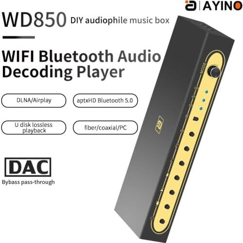 WiFi Network Music Box aptXHD Bluetooth5.0 Audio Receiver Airplay Spotify DLNA NAS Optical Coaxial AUX Conversion Adapter DAC
