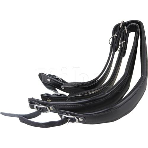 Yibuy 2Pcs Comfortable PU Leather Adjustable Harness Strap Black for Accordion