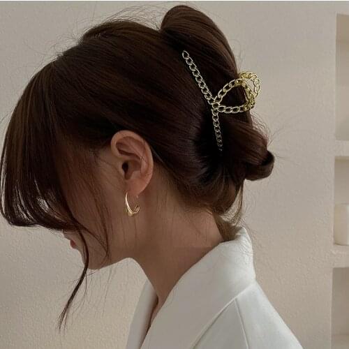 AOMU Korea Elegant Metal Gold French Hair Claw Scratch Seamless Simple Moon Arc Irregular Geometric Grasp for Women Headdress