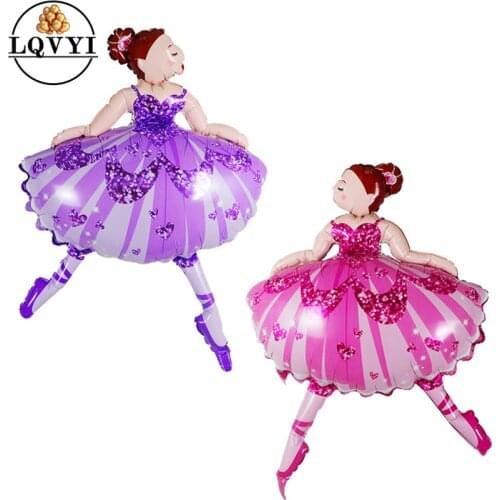 1pc 110*80cm Sparkles Ballerina Ballet Dancer Girls Foil Helium Balloons Girls Happy Birthday Party Decorations Globos Supplies